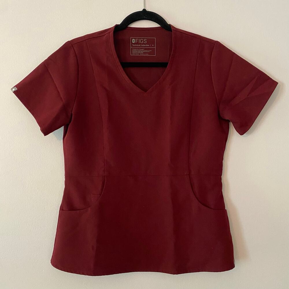 FIGS Burgundy Red Purple Aburi Fitted Scrub Top Uniform Women's size Small